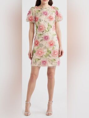 NEW Eliza J Sequin 3d Floral Shift purple multi Dress sz 14